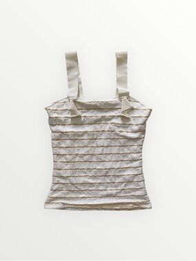 Vintage Rayure Paris White Striped Bow-Accent Women's Tank Top Size 3